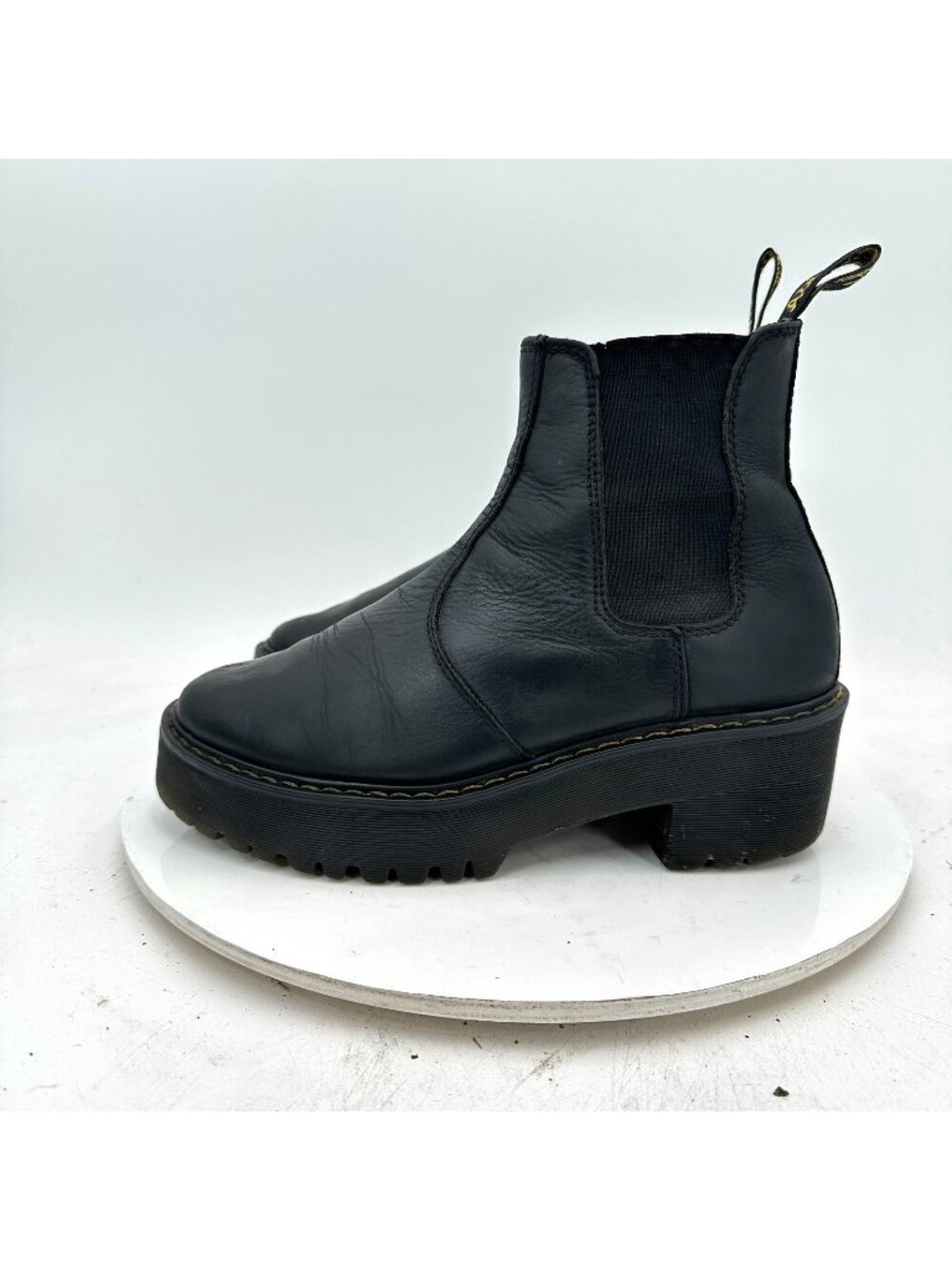 Dr Martens Rometty Women Size 7 Black Leather Side Elastic Platform Chelsea Boot